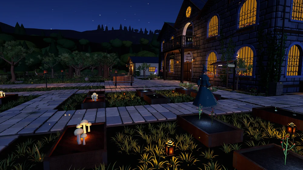 The enchanted garden at night